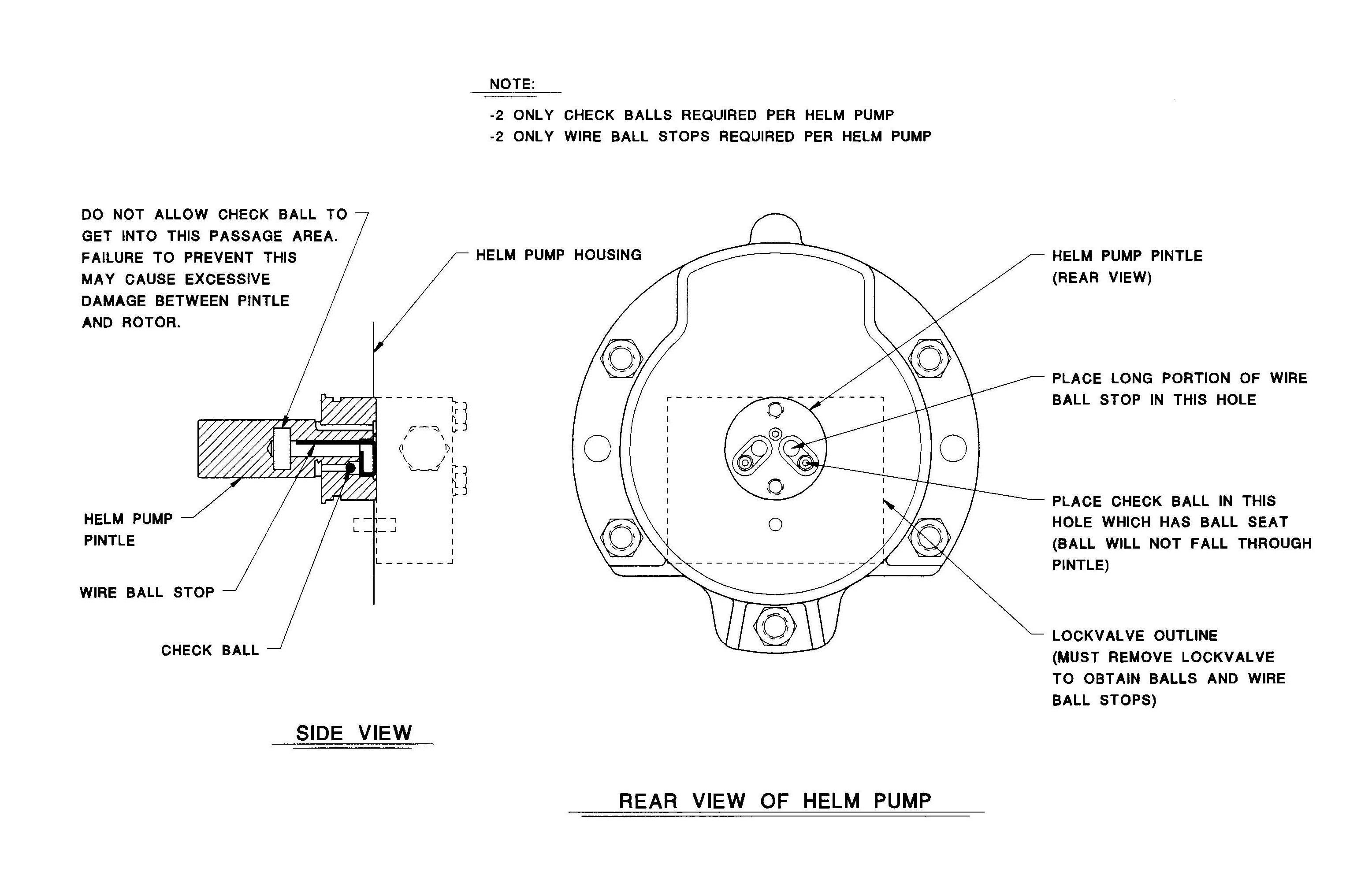 Model B3-B4 Helm Pump Check Ball Orientation Diagram